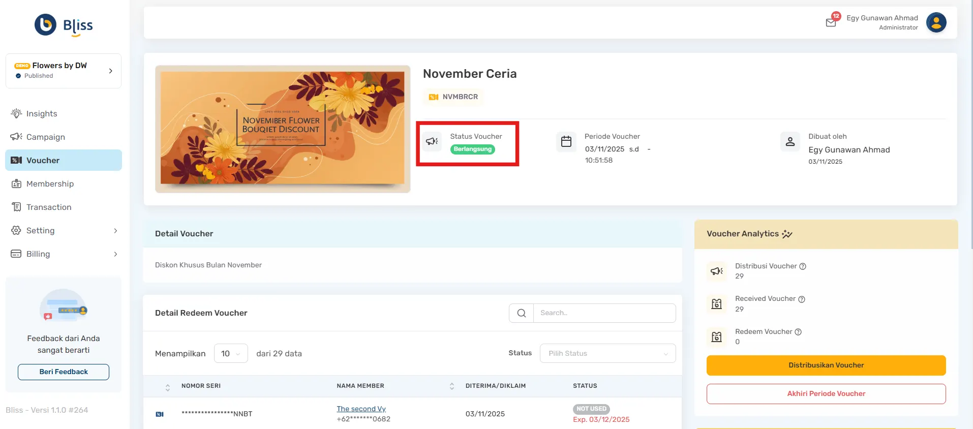 Cara broadcast voucher